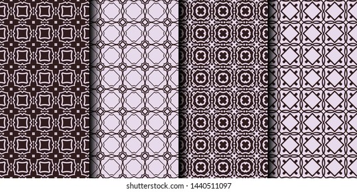 Set of 4 seamless decorative geometric pattern. vector illustration.
