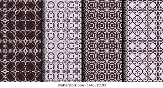 Set of 4 seamless decorative geometric pattern. vector illustration.