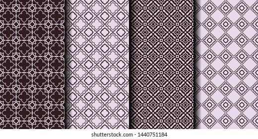 Set of 4 seamless decorative geometric pattern. vector illustration.