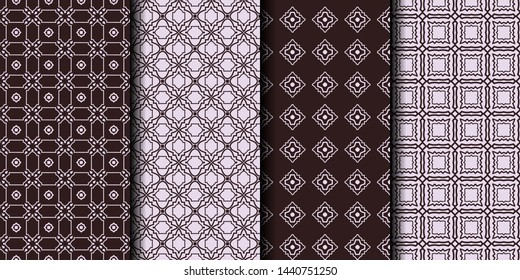 Set of 4 seamless decorative geometric pattern. vector illustration.