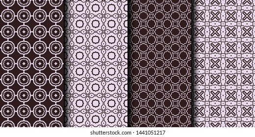 Set of 4 seamless decorative geometric pattern. vector illustration.