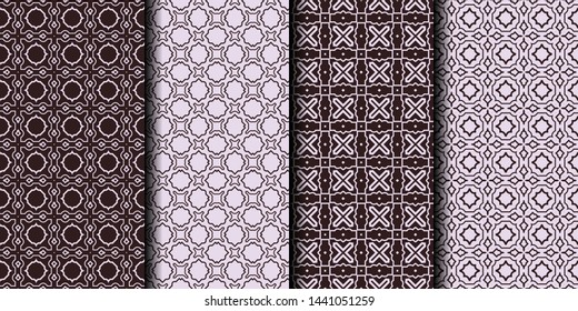 Set of 4 seamless decorative geometric pattern. vector illustration.