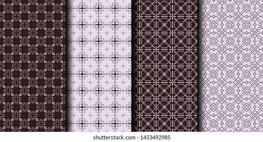 Set of 4 seamless decorative geometric pattern. vector illustration.