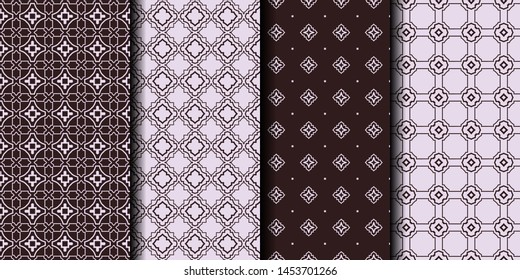 Set of 4 seamless decorative geometric pattern. vector illustration.