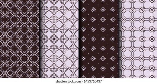 Set of 4 seamless decorative geometric pattern. vector illustration.