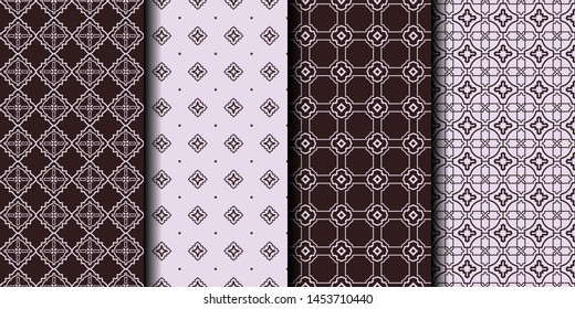 Set of 4 seamless decorative geometric pattern. vector illustration.