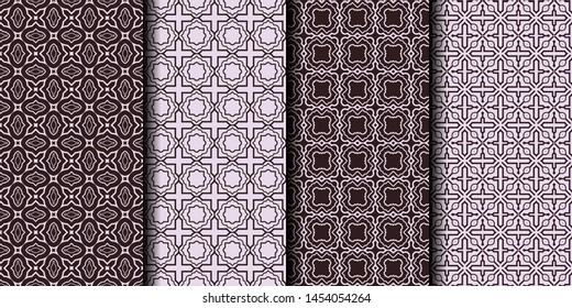 Set of 4 seamless decorative geometric pattern. vector illustration.