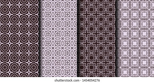 Set of 4 seamless decorative geometric pattern. vector illustration.