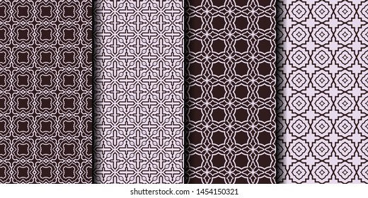 Set of 4 seamless decorative geometric pattern. vector illustration.