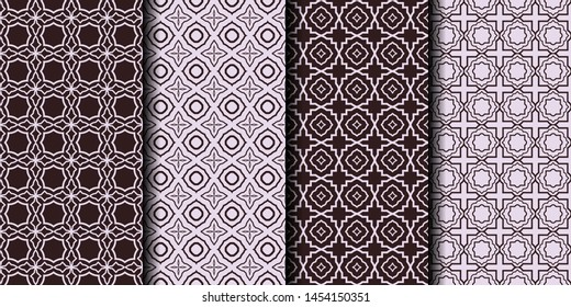 Set of 4 seamless decorative geometric pattern. vector illustration.