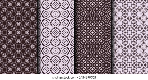 Set of 4 seamless decorative geometric pattern. vector illustration.