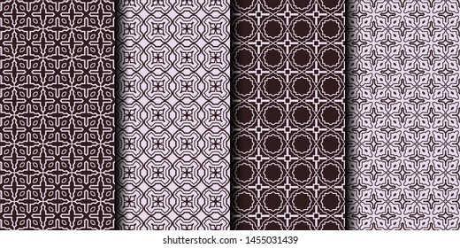 Set of 4 seamless decorative geometric pattern. vector illustration.