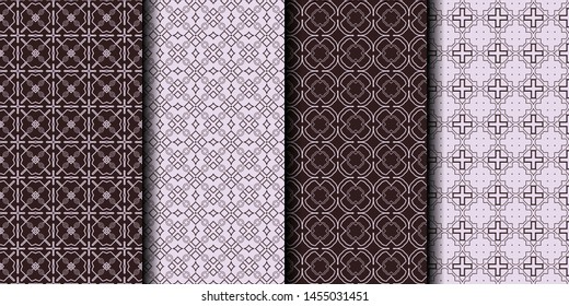 Set of 4 seamless decorative geometric pattern. vector illustration.