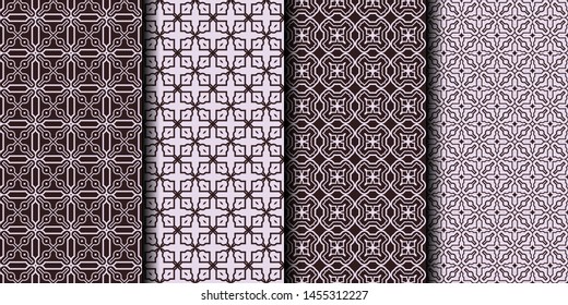 Set of 4 seamless decorative geometric pattern. vector illustration.
