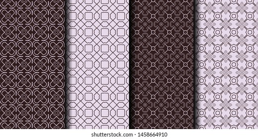 Set of 4 seamless decorative geometric pattern. vector illustration.