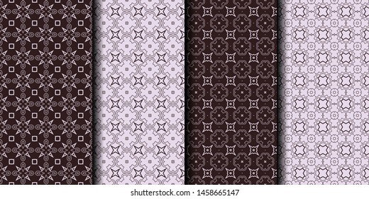 Set of 4 seamless decorative geometric pattern. vector illustration.