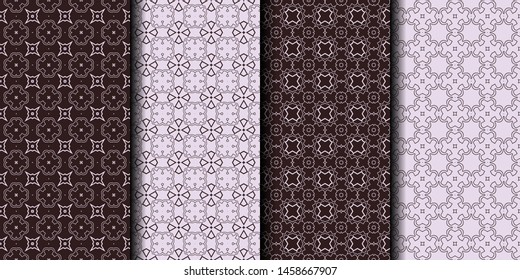 Set of 4 seamless decorative geometric pattern. vector illustration.
