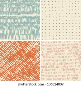 set of 4 seamless doodle patterns