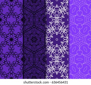 set of 4 seamless floral pattern. romantic geometry. vector illustration.