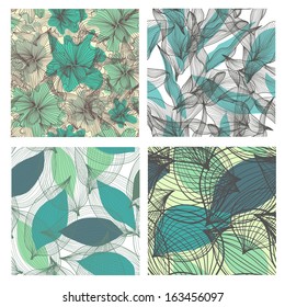 set of 4 seamless floral patterns, design elements