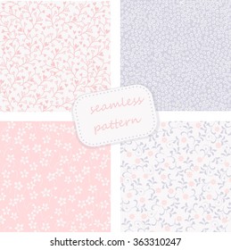 set of 4 seamless floral patterns