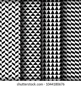 Set of 4 Seamless Geometric Background Patterns. Black and white. Fully Editable. Vector eps10.