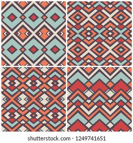 Set of 4 seamless geometric patterns, vector illustration
