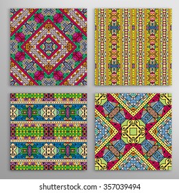 Set of 4 seamless geometric patterns with repeating texture for Wedding, Bridal, Valentine's day or Birthday Cards and Invitations, fabric or paper print. Vector collection