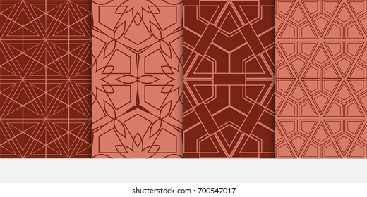 set of 4 seamless hipster geometric pattern. vector illustration