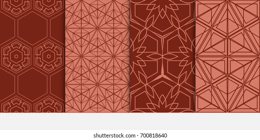 set of 4 seamless hipster geometric pattern. vector illustration