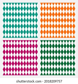 Set of 4 seamless pattern with colorful rhombuses