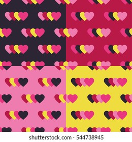 Set of 4 seamless pattern. Polka dot fabric. Print. Repeating background. Cloth design, wallpaper.
