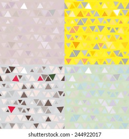 set of 4 Seamless pattern of triangles. Vector