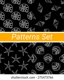 Set of 4 seamless patterns. Background for card, invitation, wrapping paper or textile.