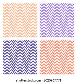 Set aus 4 nahtlosen Mustern mit buntem Chevron-Design.