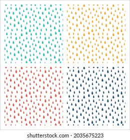 Set of 4 seamless patterns with colorful rain drops