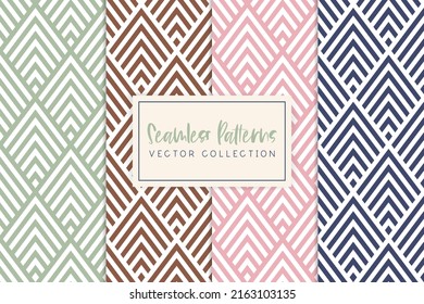 Set of 4 seamless patterns with colorful geometric shapes