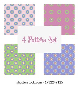 Set of 4 seamless patterns decorative flowers, design elements. Floral patterns for fashion, invitations, greeting cards, scrapbooking, print, gift wrap, manufacturing.