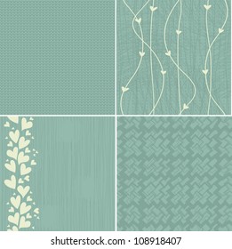 set of 4 seamless patterns in faded blue