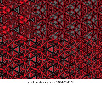 Set of 4 seamless patterns with fashionable decorative ornament of red, gray, and black shades
