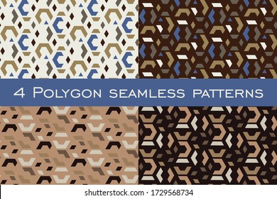 Set of 4 seamless patterns with geometric shapes.