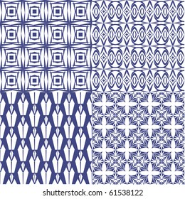 Set of 4 seamless patterns. Illustration, vector.