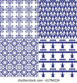 Set of 4 seamless patterns. Illustration, vector