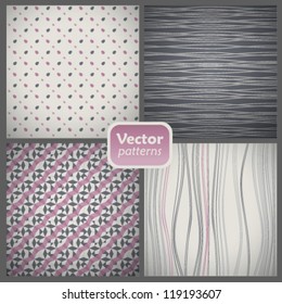 A set of 4 seamless retro patterns. Vector backgrounds.