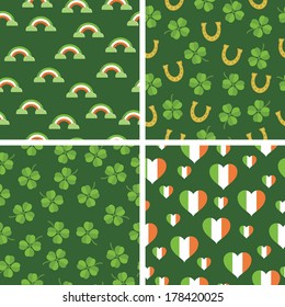 set of 4 seamless st patricks day patterns with clipping paths.