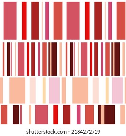 Set of 4 seamless striped design patterns. Retro textile prints with random colored stripes. Vector fashion backgrounds.
