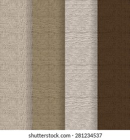 Set of 4 seamless textures - rough fabric. A vector.