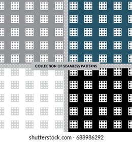 Set of 4 seamless vector abstract design with square patterns on different background