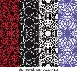 set of 4 seamless vector pattern. geometric ornament. interior decoration, wallpaper, presentation, fashion design.