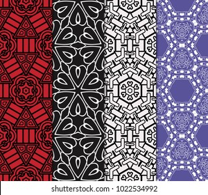 set of 4 seamless vector pattern. geometric ornament. interior decoration, wallpaper, presentation, fashion design.
